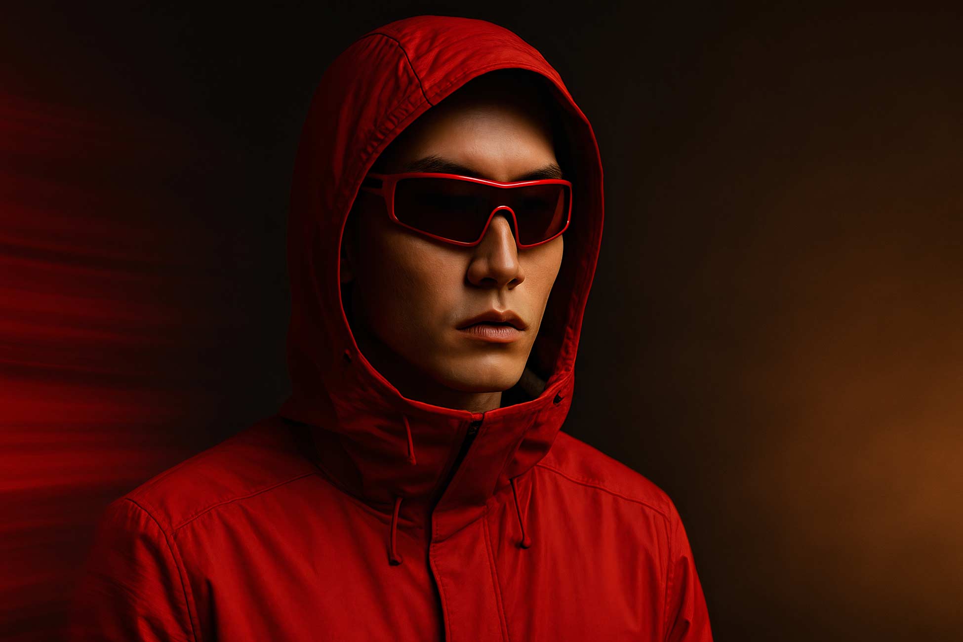 Person in red vision care goggles