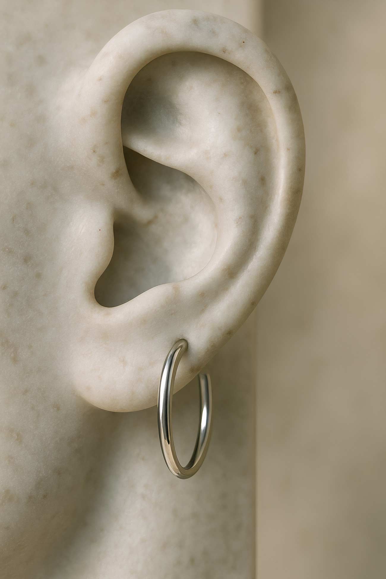 Silver and titanium earrings, rings, oval shapes, elegant jewelry collection