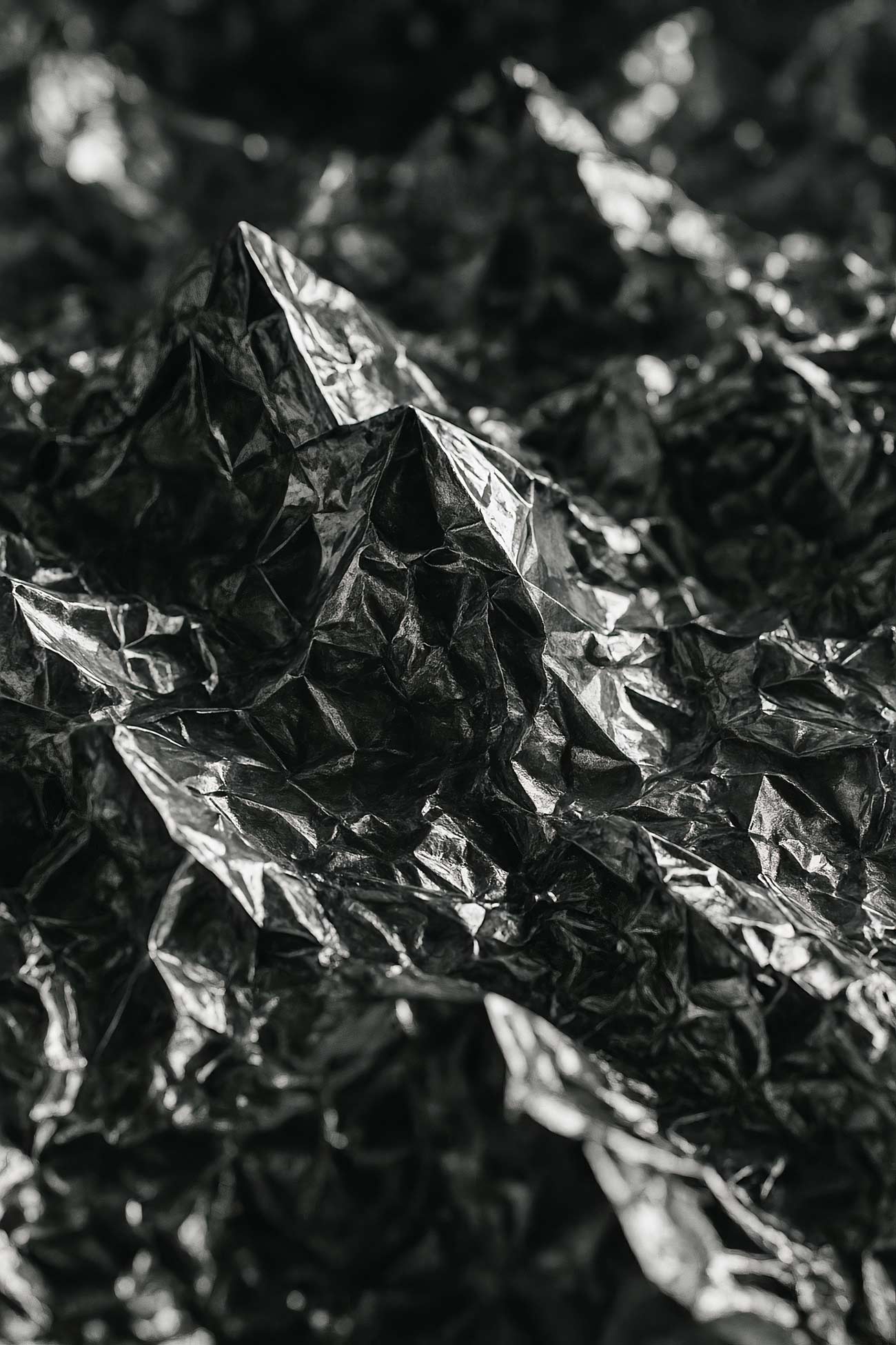 Monochrome still life with aluminium foil