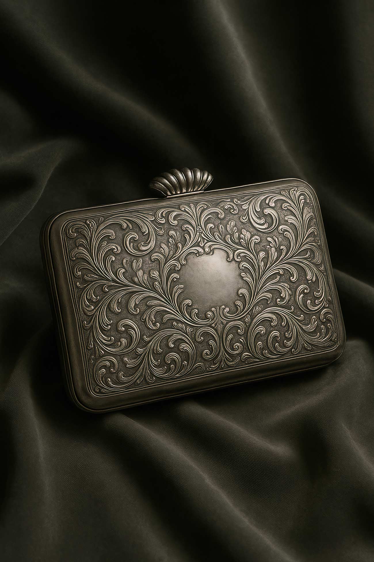 Silver leather wallet, metal handbag, coin purse, antique coins
