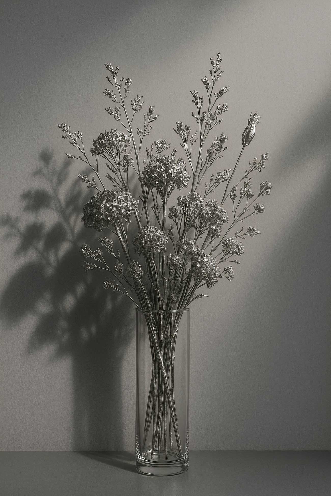 Monochrome flower bouquet in vase