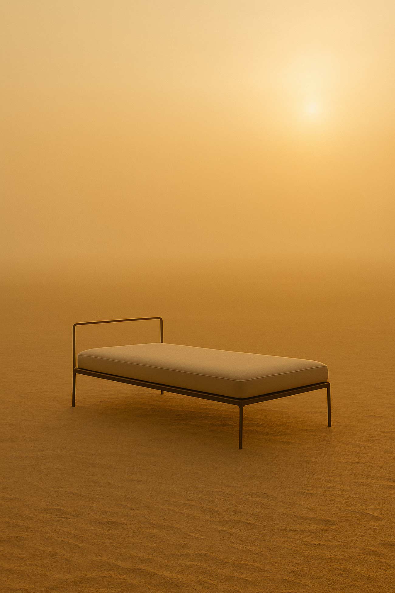 Sofa in wetland at dusk and dawn
