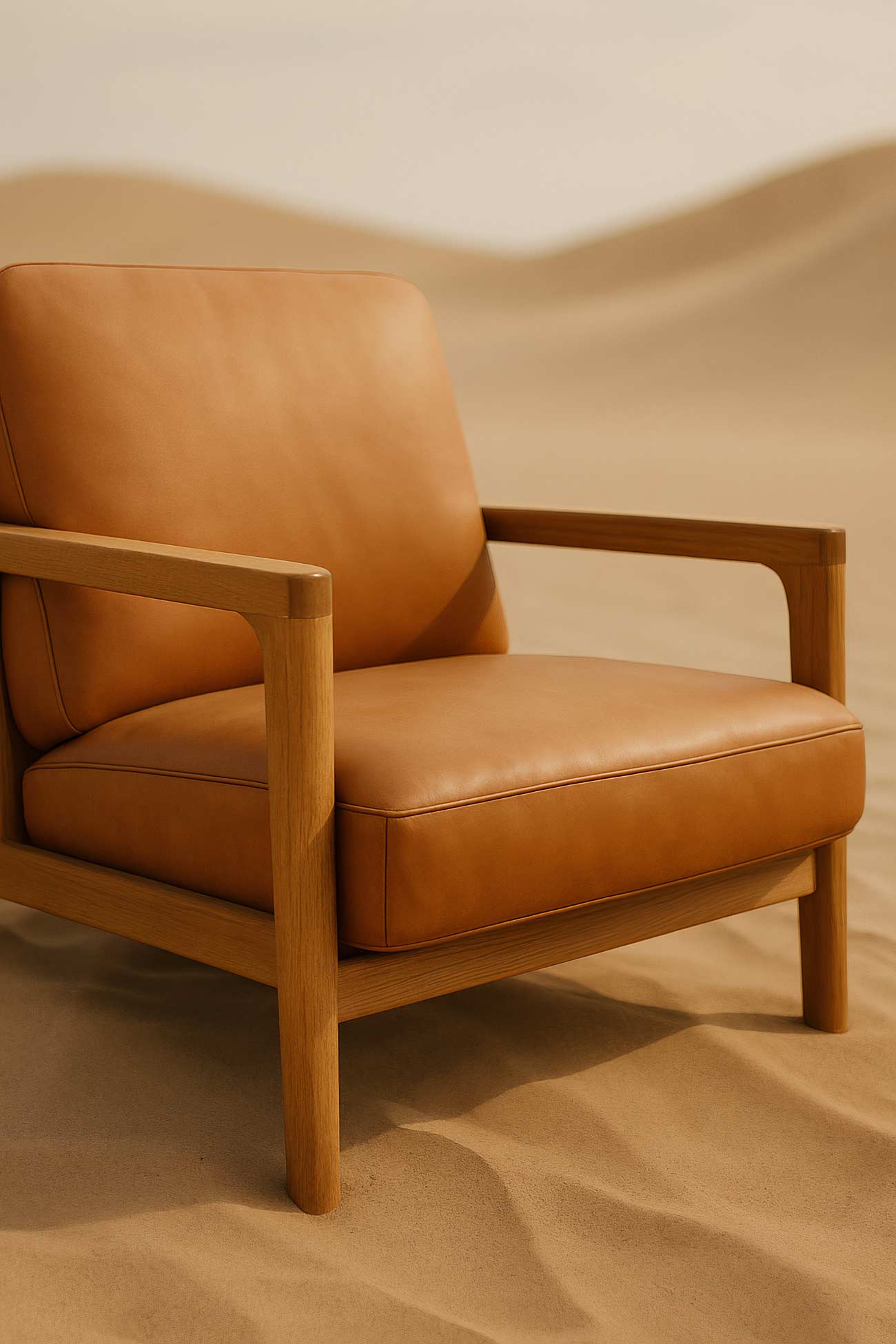 Yellow leather club chair in stylish living room