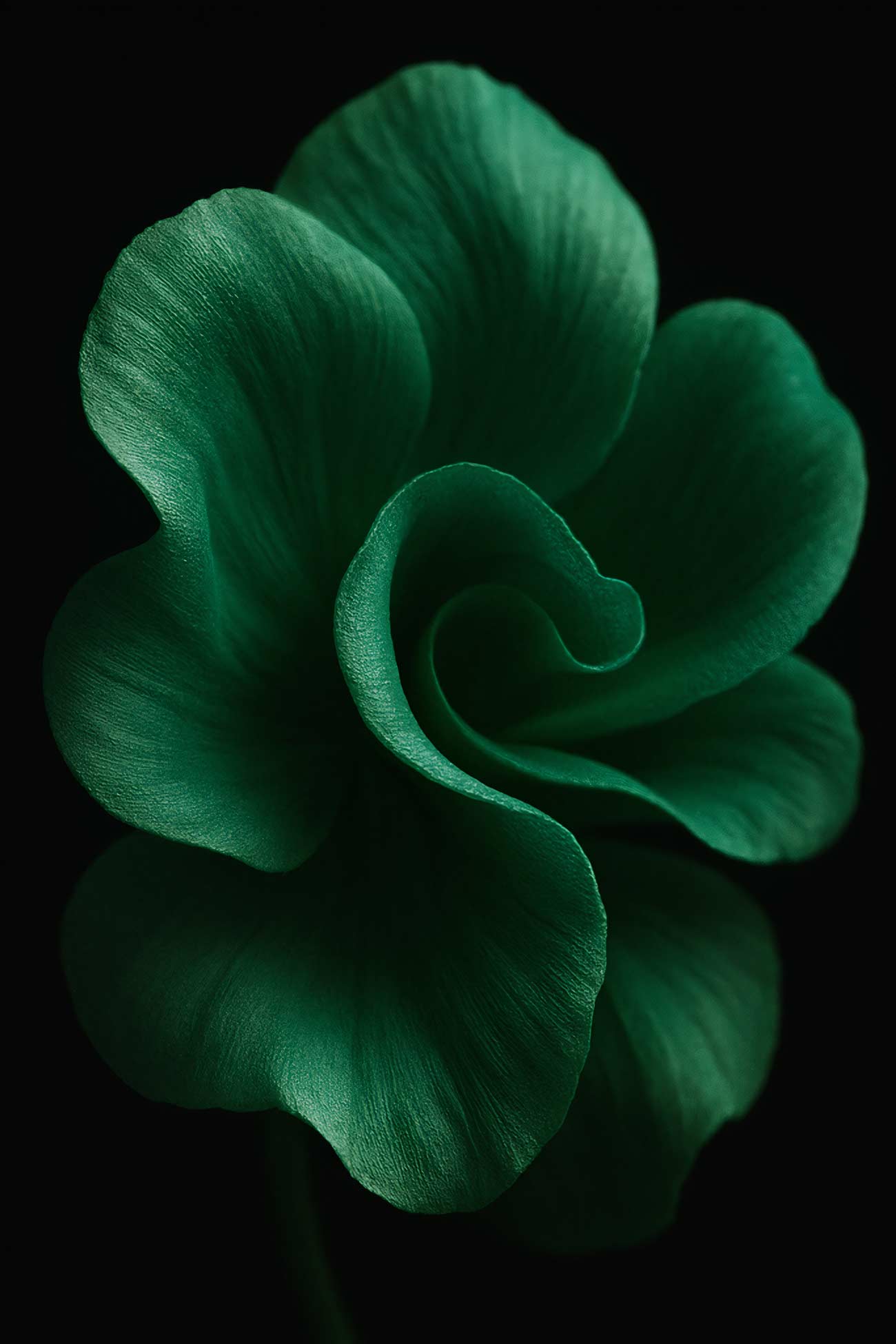 Green artificial flower spiral macro photography