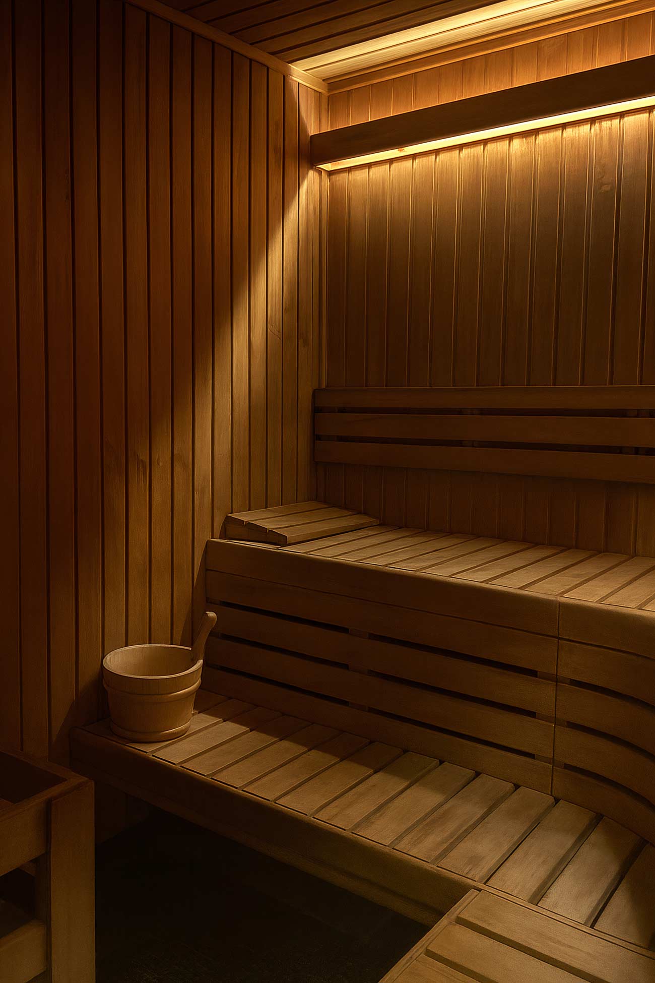 Luxury wood sauna flooring in modern architecture