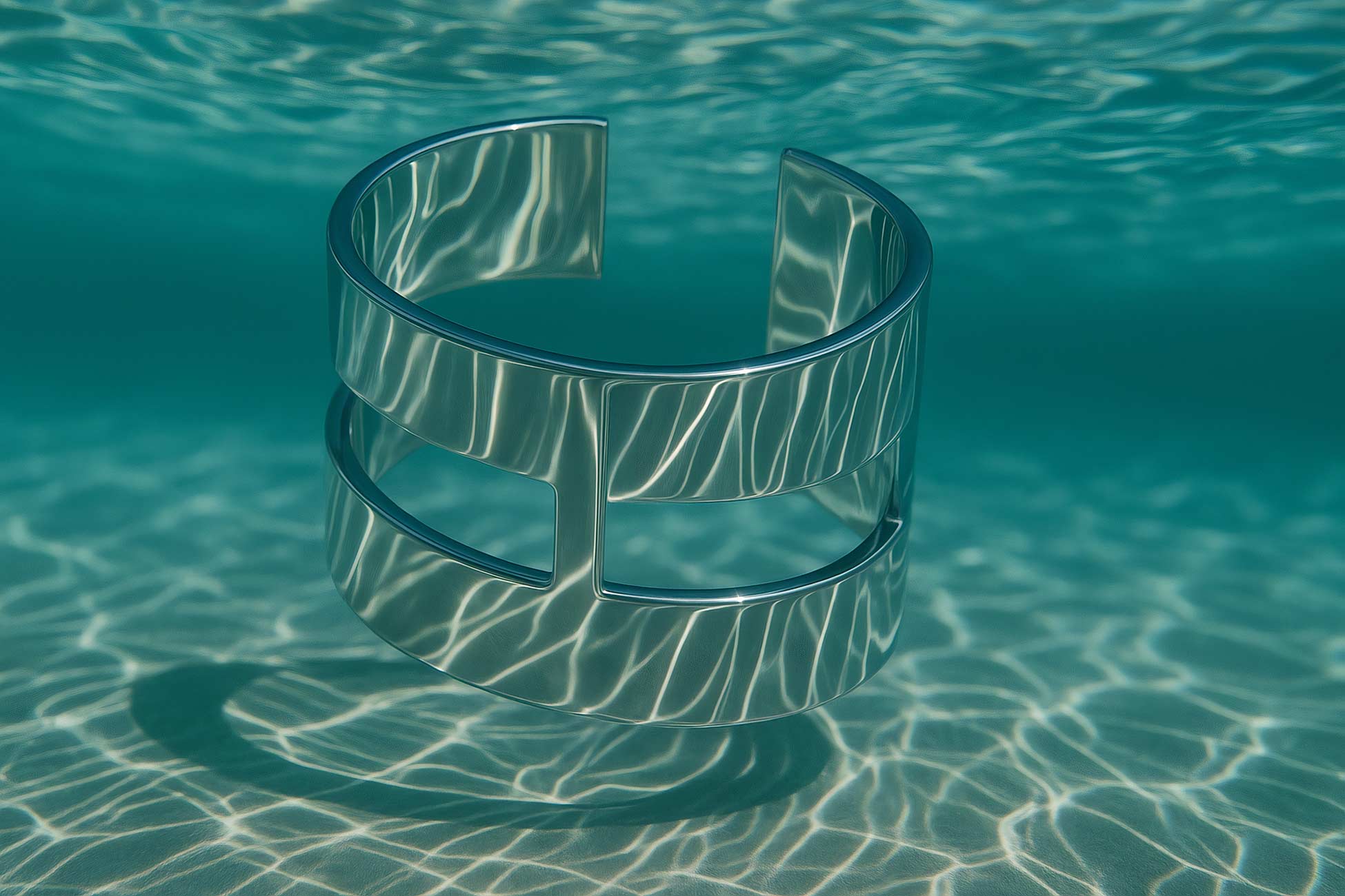 Underwater blue sea with reflection and elegant bangle