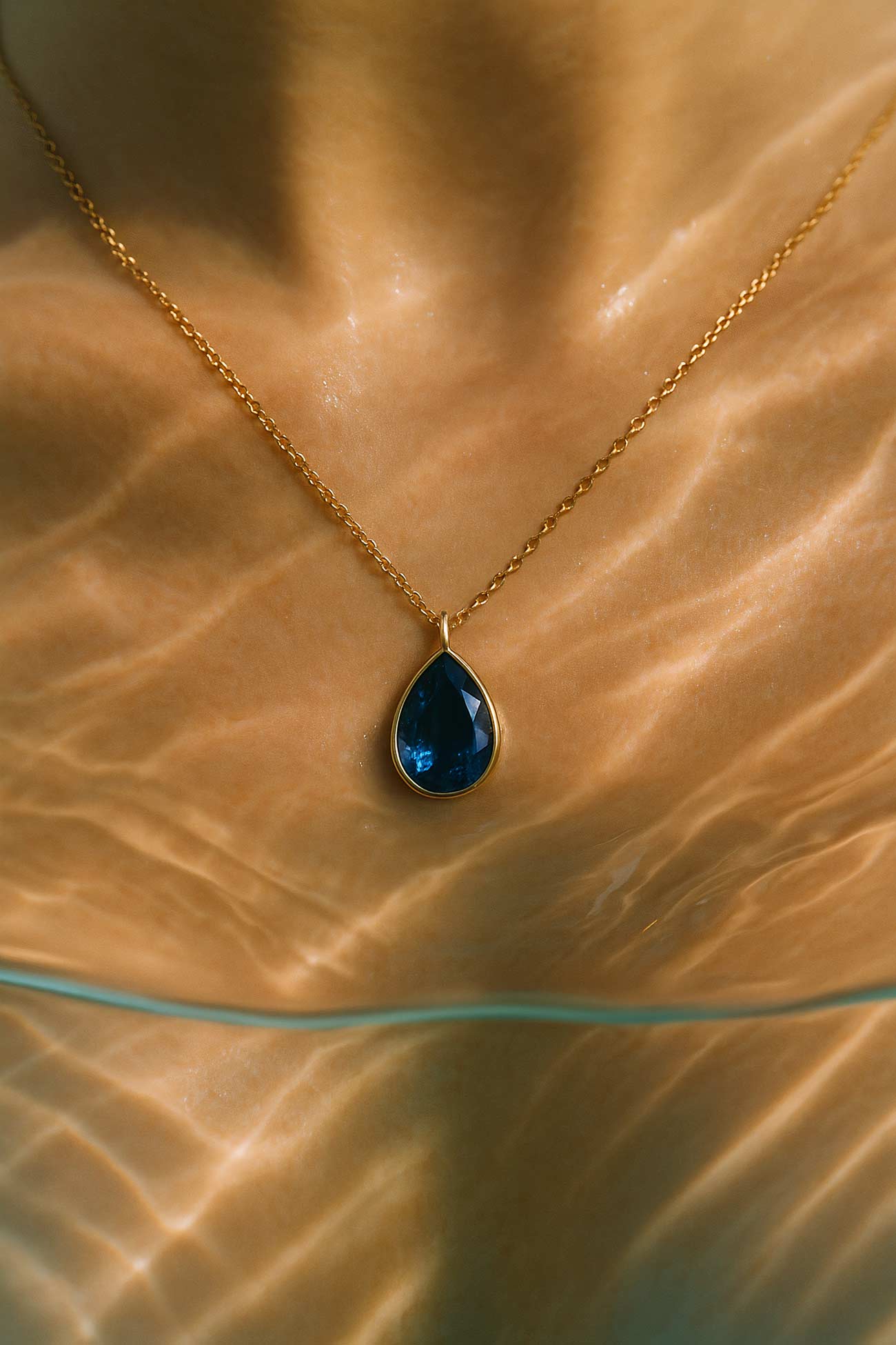 Sapphire crystal locket necklace with opal pendant