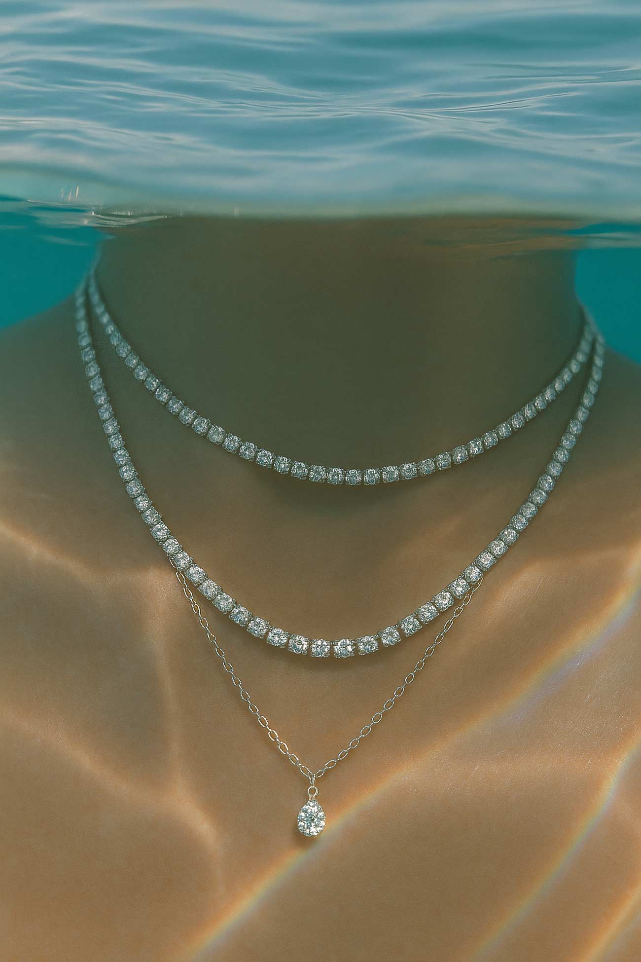Antique natural pearl necklace, silver chains, gemstone pendants