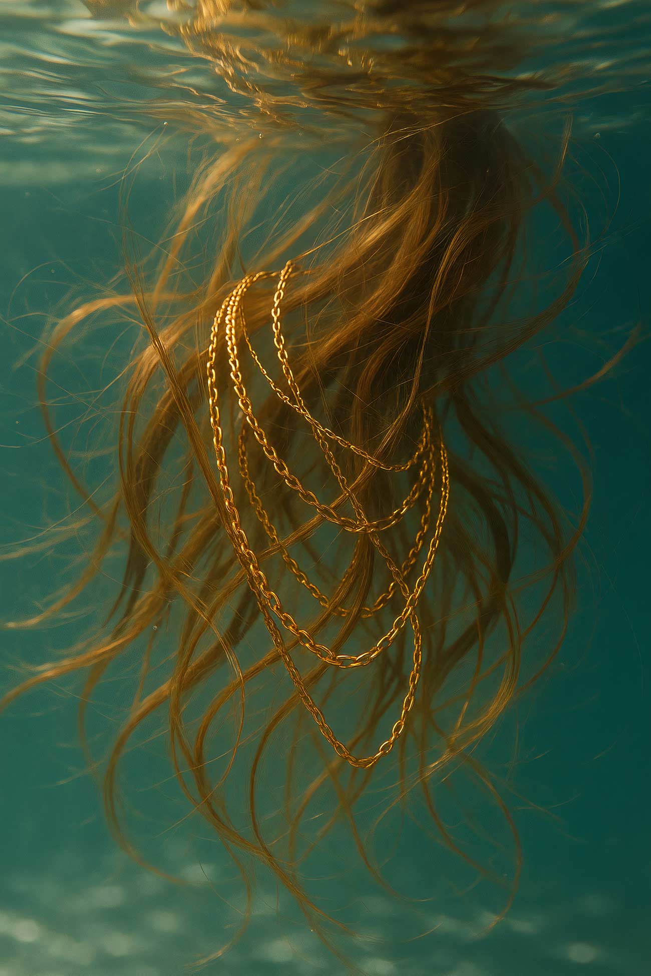 Underwater long hair, jellyfish, marine life in macro photography