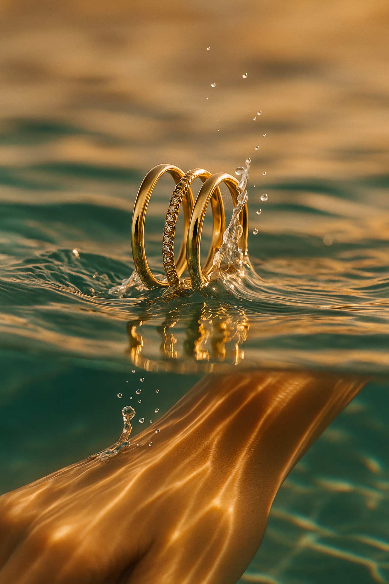 Macro photography of a diamond engagement ring on natural material