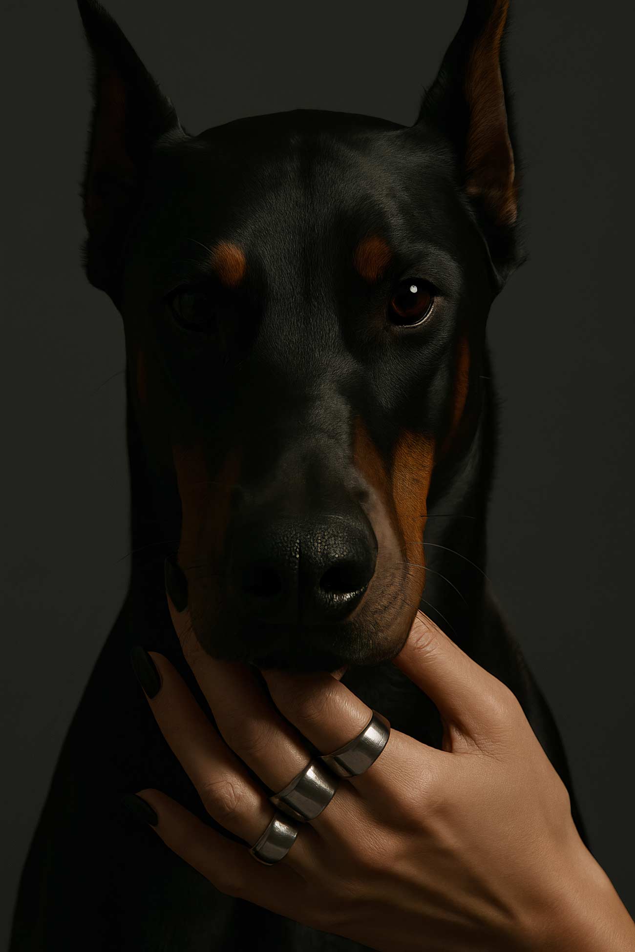 Dobermann Pinscher guard dog snout portrait