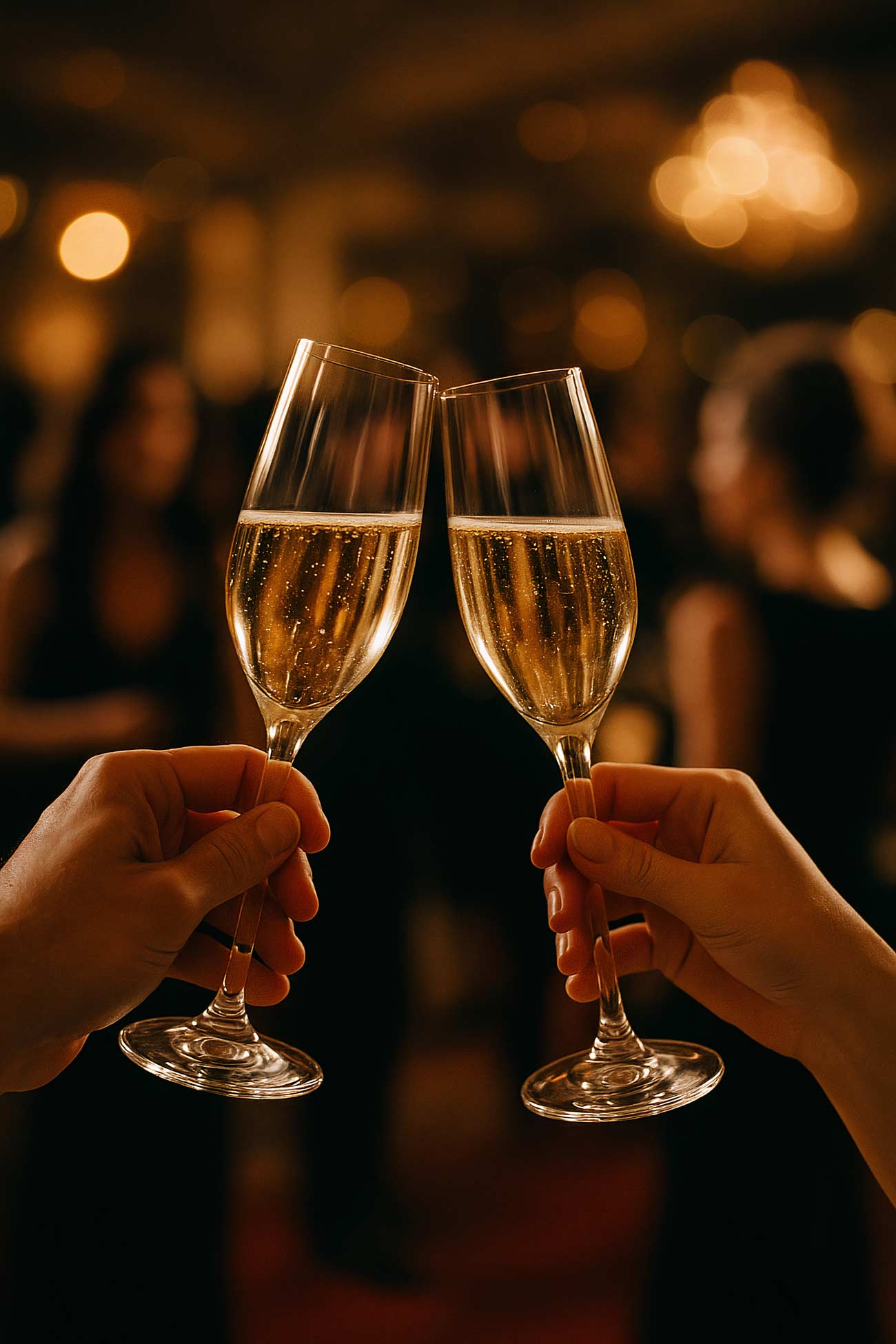Elegant champagne glass table setting