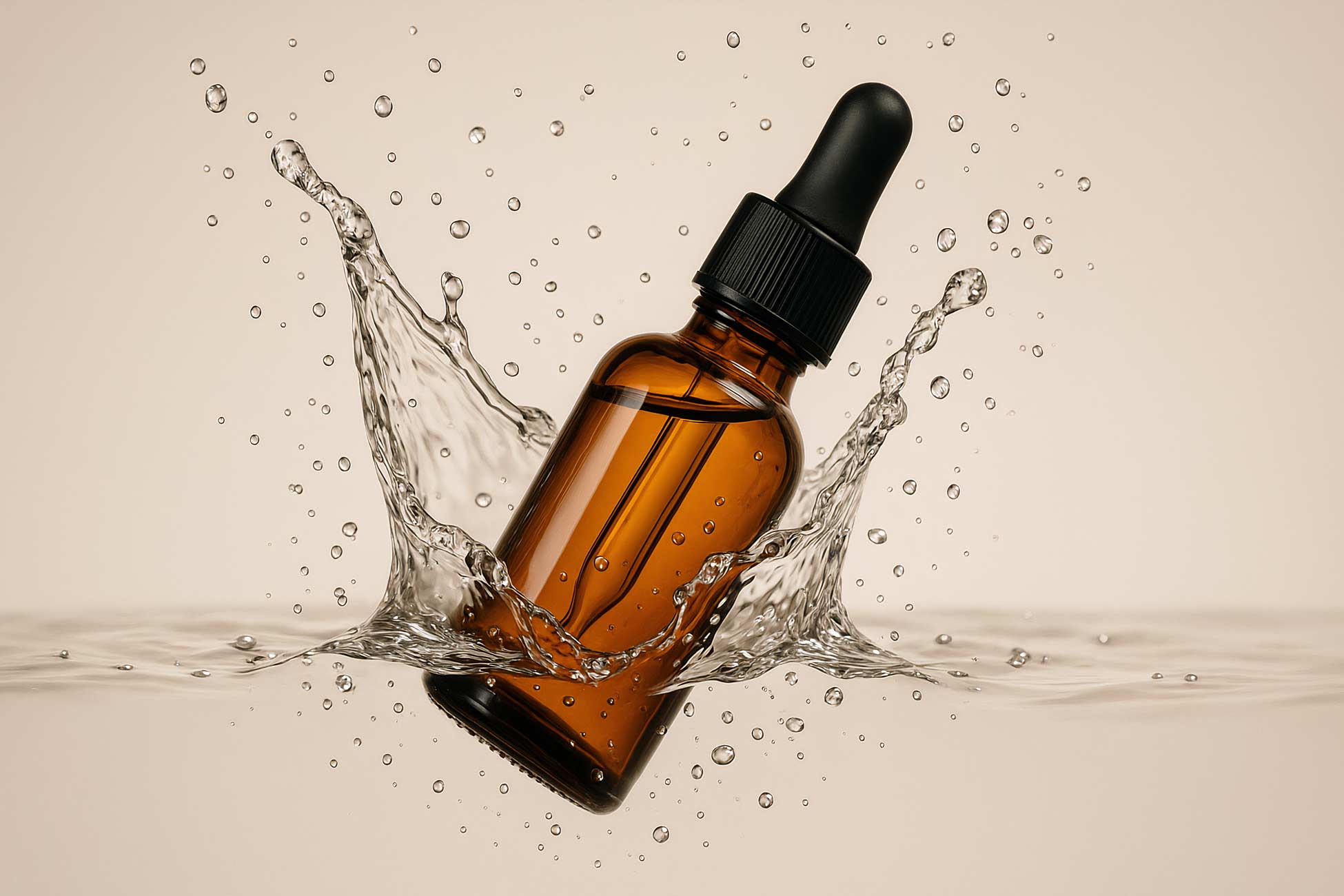 Glass bottle with cosmetics oil, luxury beauty product
