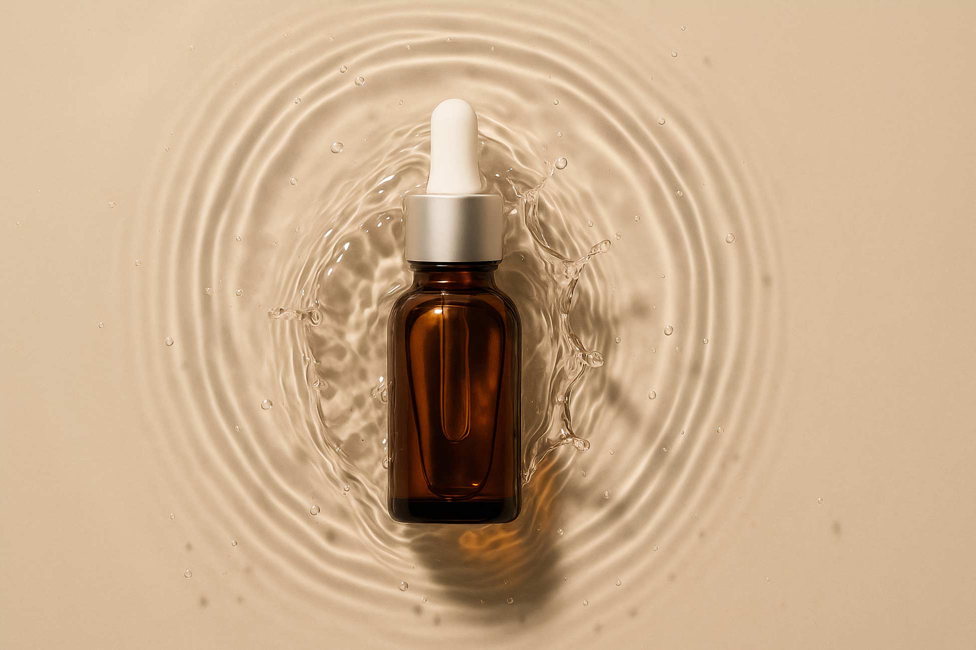 Luxurious oil bottle with golden liquid