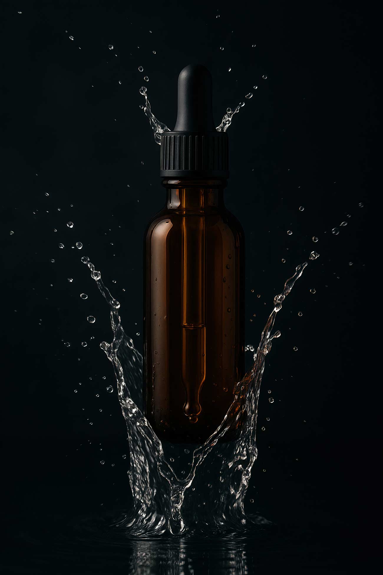 Plastic and glass bottles with colorful liquids
