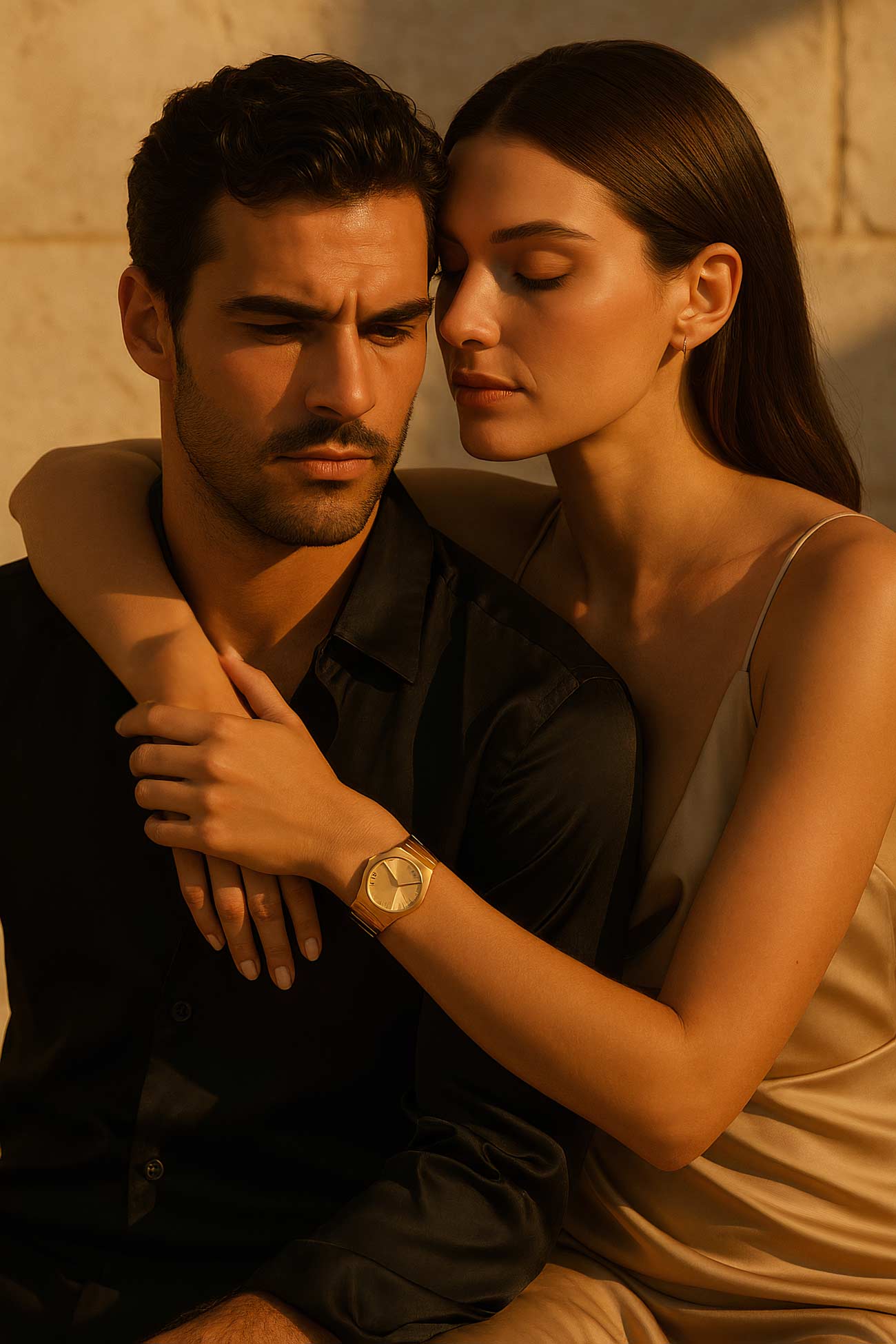 Fashion model in formal wear, showcasing love and romance